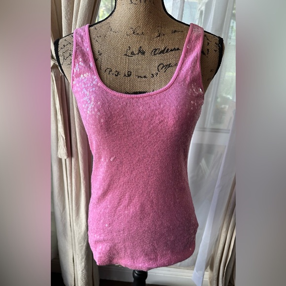 Express Tops - Express Pink Sequin Tank Top Size Medium